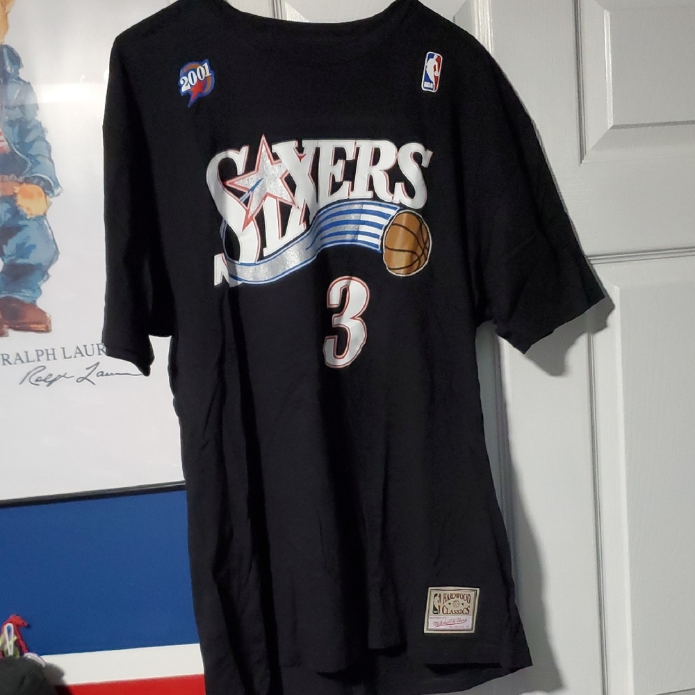 Black Sixers Allen Iverson #3 Vintage Style Tee Sz Xl